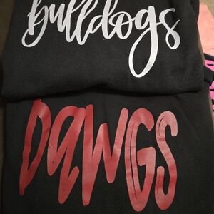 Bulldogs / Dawgs Black Graphic Tee Set with White and Red Text